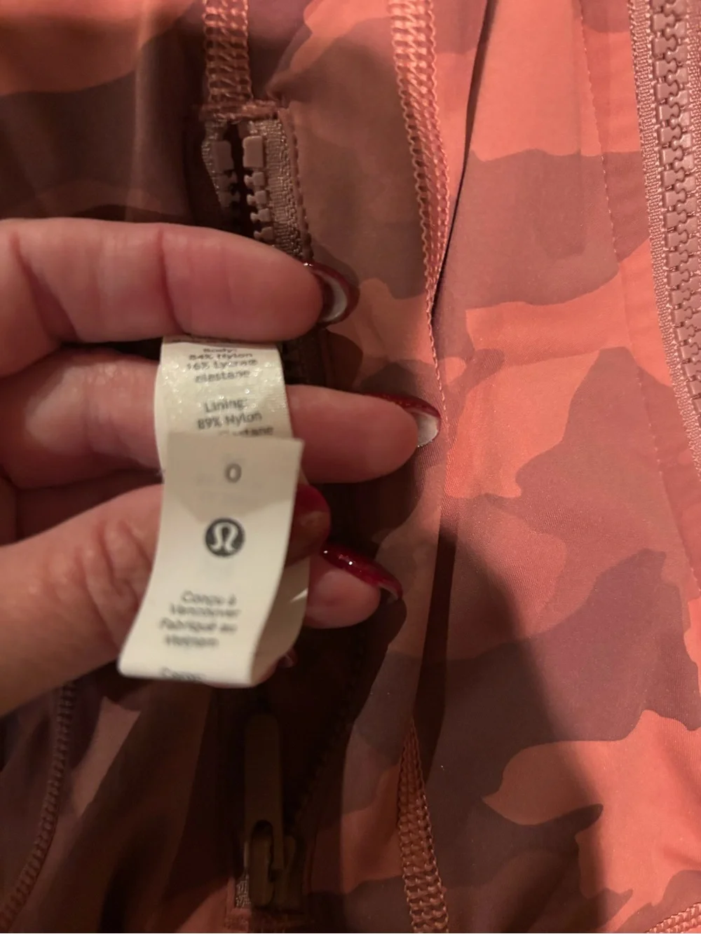 Lululemon Women's Rust Camo Zip-Front Jacket Sports Cardigan Size 0